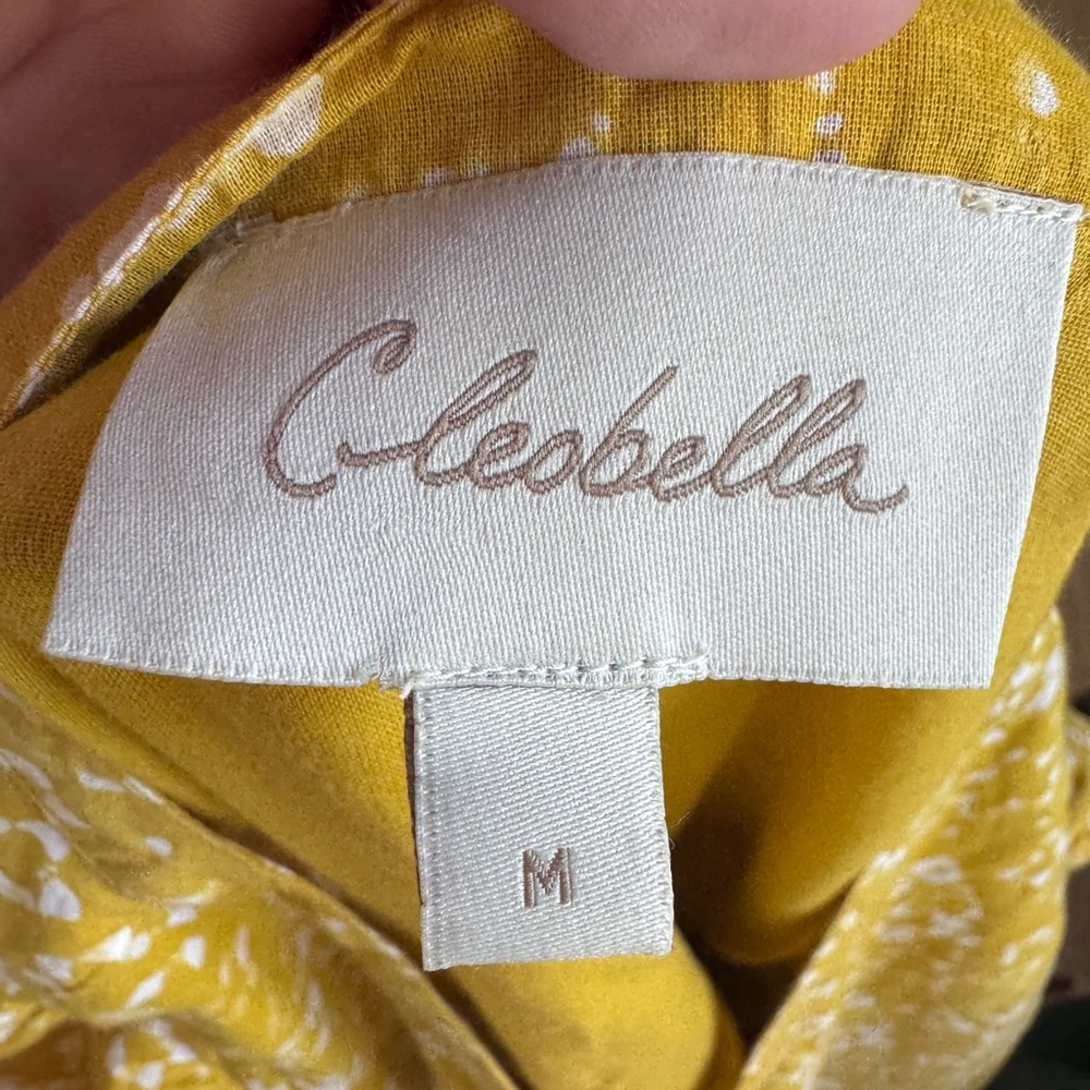Cleobella Yellow Gold Zia Organic Cotton Size Medium Pattern Short Sleeve Dress - Picture 3 of 16